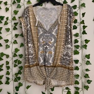 Barely Worn Lucky Brand Printed Tie Top